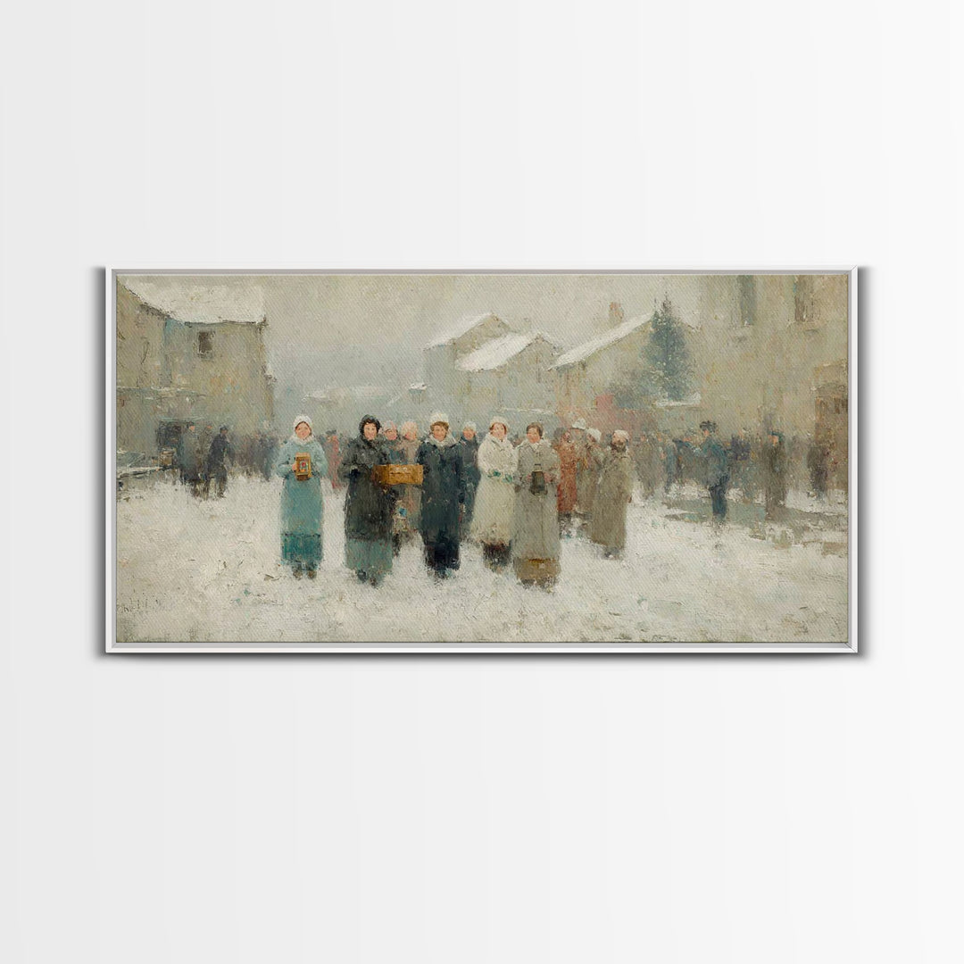 Little Carolers, Framed Canvas Print, Christmas Art Prints, Christian Christmas Art, Christian Art Canvas, Christmas Wall Art, Christian De