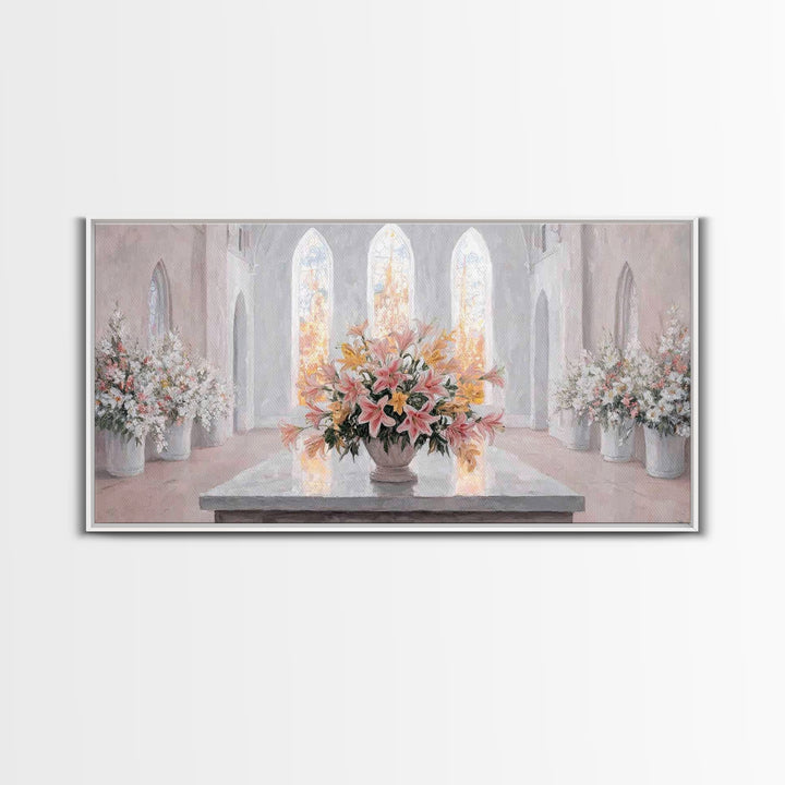 Radiant Blossoms, Framed Canvas Print, Christian Wall Art, Subtle Christian Art, Christian Art Canvas, White Christmas Art, Christian Decor