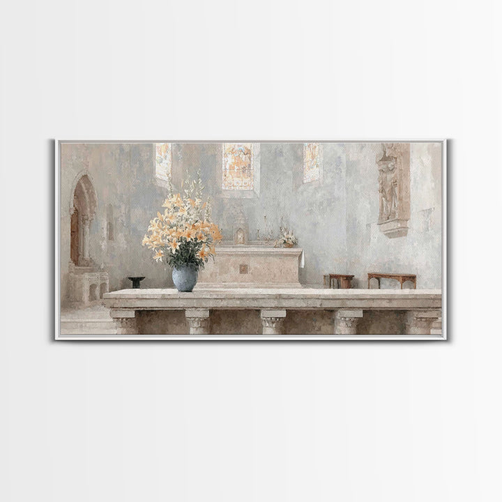 Golden Reverence | Framed Canvas Print | Christian Art Canvas | Christian Wall Art | Vintage Christian Art | Christmas Art Prints | Christi