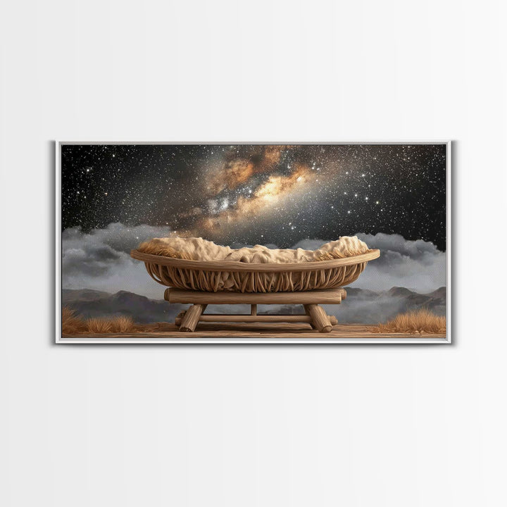 Heavenly Cradle – Framed Canvas Print – Christmas Art – Christian Christmas Art – Christian Decor – Christian Wall Art