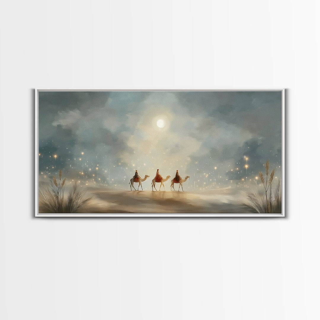 Guided By Starlight, Framed Canvas Print, Christmas Art Prints, Christian Christmas Art, Christian Wall Art, Christian Decor