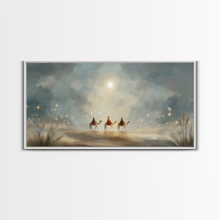 Guided By Starlight, Framed Canvas Print, Christmas Art Prints, Christian Christmas Art, Christian Wall Art, Christian Decor