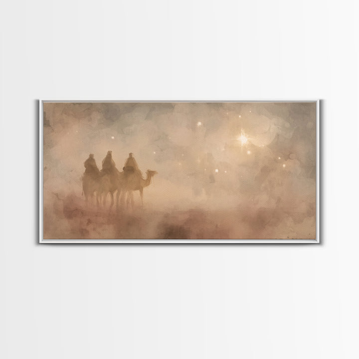 Wisemen In Dawn – Framed Canvas Print – Christian Christmas Art – Christmas Wall Art – Christian Art Canvas – Christian Decor