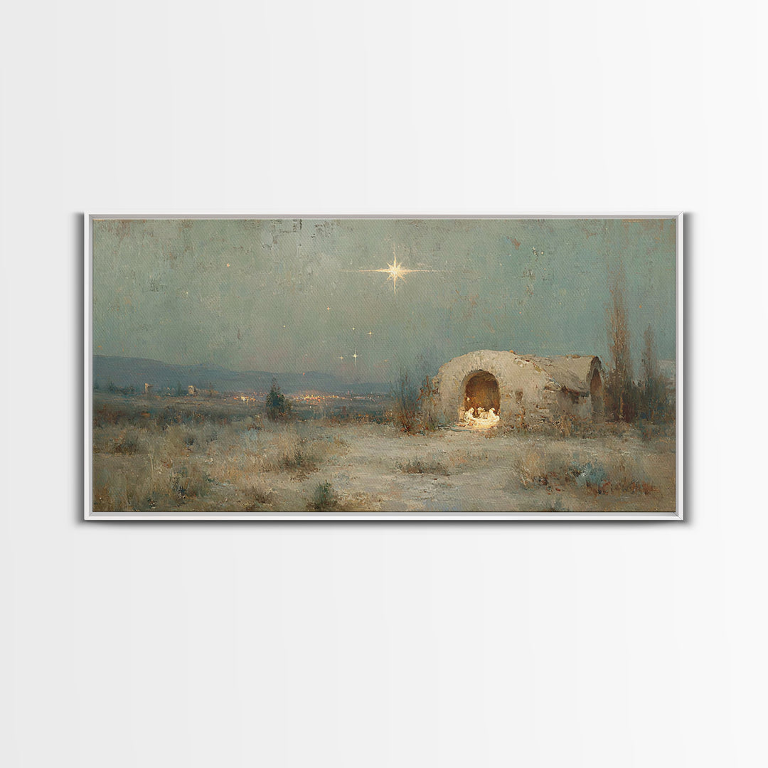 Bethlehem Light – Framed Canvas Print – Jesus Art – Christian Decor – Christian Canvas – Christian Gifts – Christian Art – Christmas Art