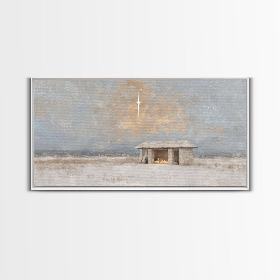 Heavenly Stillness – Framed Canvas Print – Christian Gifts – Christian Art – Jesus Art – Christian Canvas – Christian Decor – Christmas Art