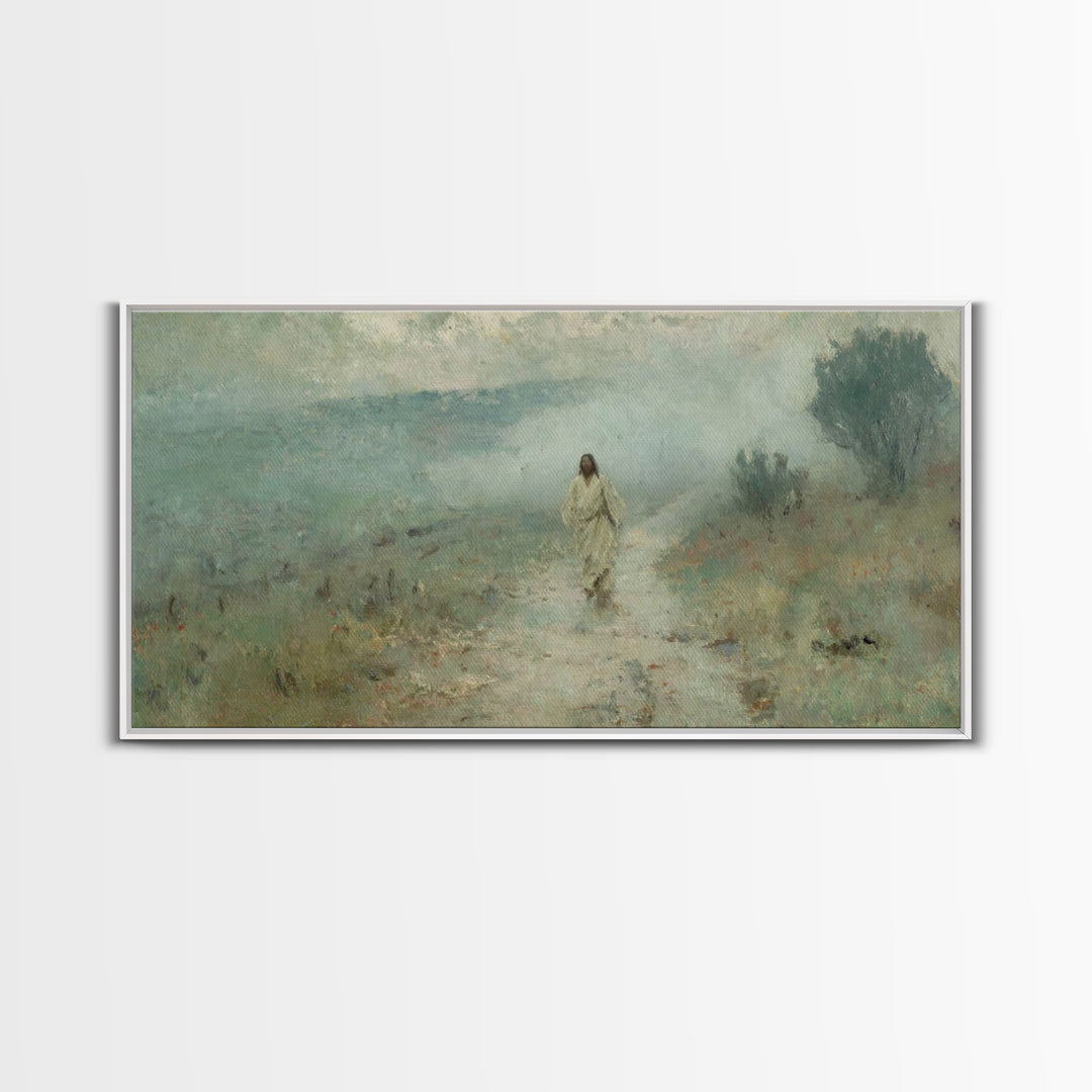 Quiet Valley Walk, Framed Canvas Print, Christian Wall Art, Christian Art Canvas, Jesus Painting, Large Christian Art, Christian Christmas