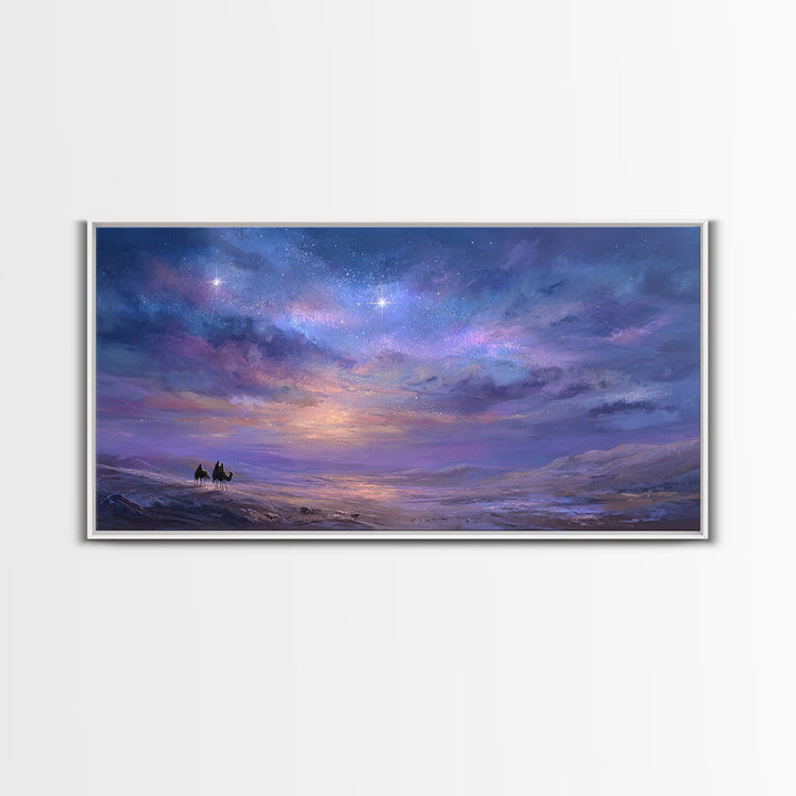 Heavens of Promise, Framed Canvas Print, Christian Art Prints, Christmas Wall Art, Christian Christmas Art, Christian Painting, Modern Chri