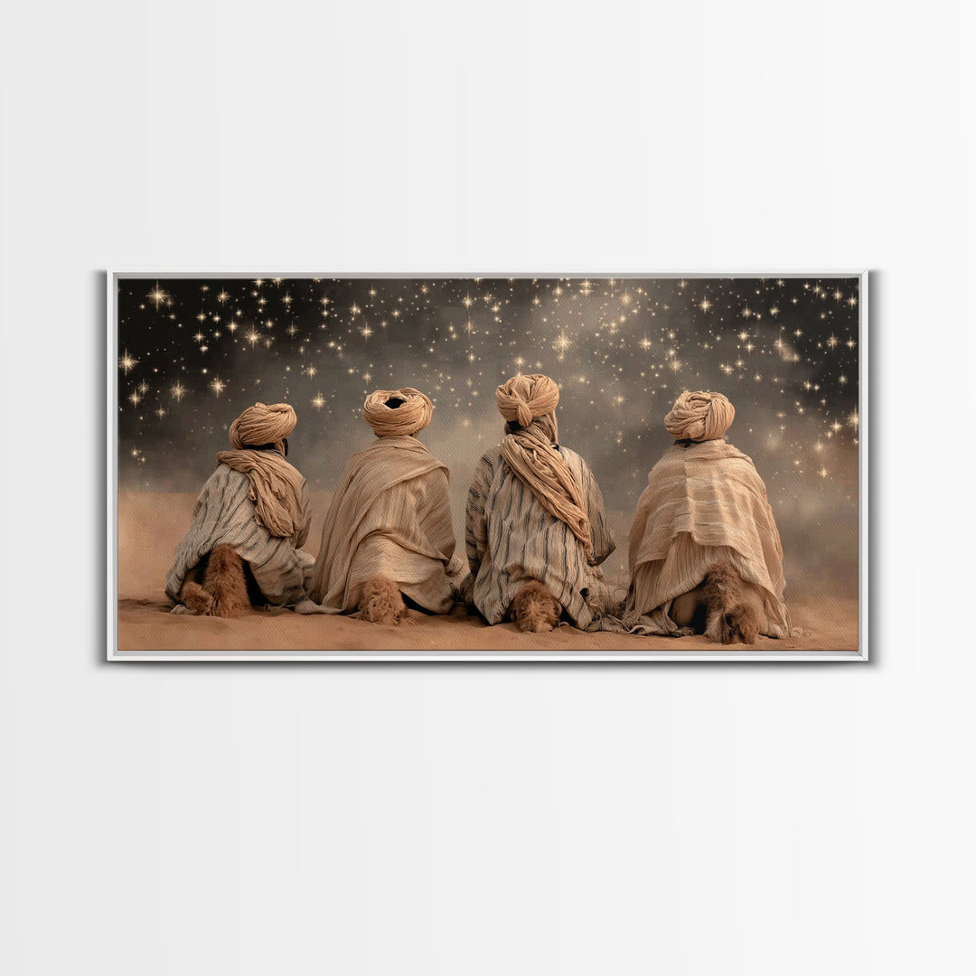Night of Seeking Grace – Framed Canvas Print – Christian Art Canvas – Moody Christmas Art – Christian Wall Art – Christian Paintings – Chri