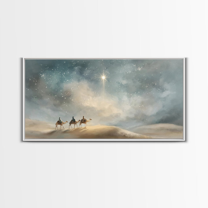 Desert Choir of Light – Framed Canvas Print – Christian Art – Christmas Wall Art – Christian Art Canvas – Christian Painting – Modern Chris