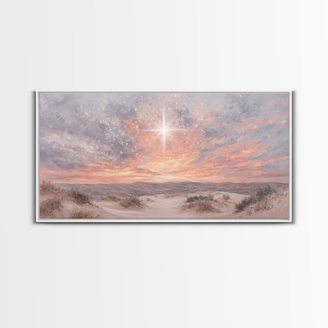 Morning Star Ascending, Framed Canvas Print, Christmas Wall Art, Christian Art Canvas, Christian Christmas Art, Christian Art Print, Moody
