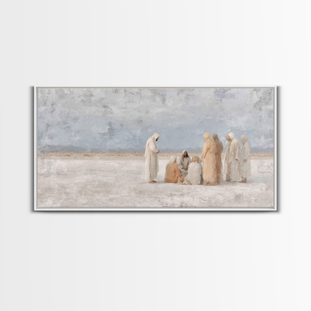 Teaching In Stillness, Framed Canvas Print, Christian Art Canvas, Christian Wall Art, Subtle Christian Paintings, Modern Christian Painting