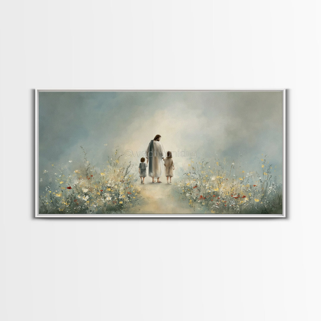 Walk in His Peace – Framed Canvas Print – Christian Art – Christian Wall Art – Jesus Painting – Christian Art Canvas – Christian Gift