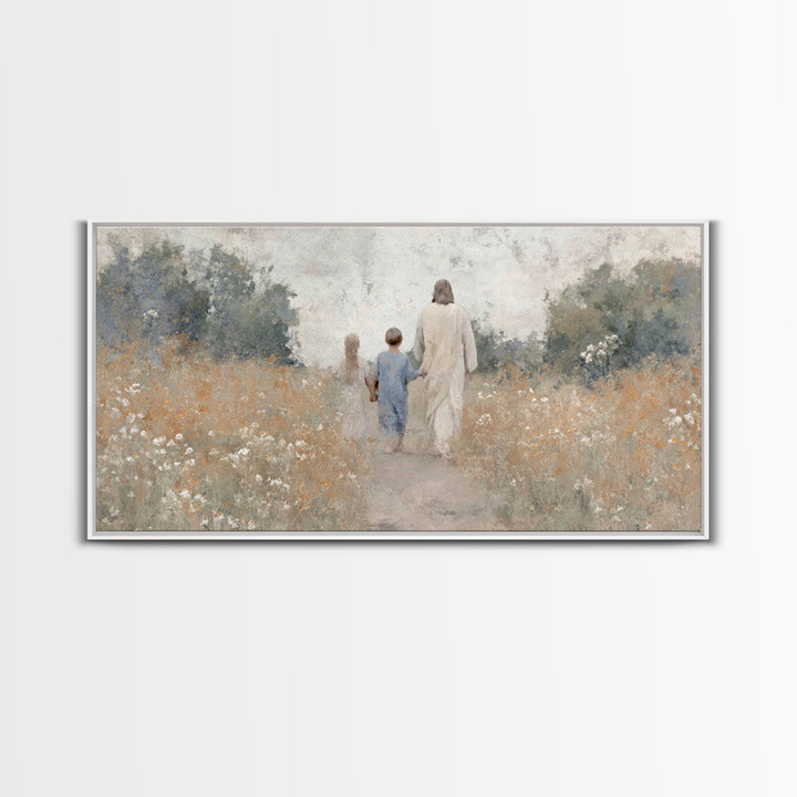 Path of Light, Framed Canvas Print, Christian Wall Art, Christian Art Canvas, Jesus Painting, Christian Art, Christian Christmas Art
