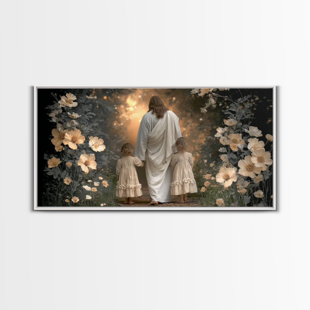 Garden Light Blessing, Framed Canvas Print, Jesus Painting, Christian Wall Art, Christian Art, Christian Art Canvas, Christian Gift