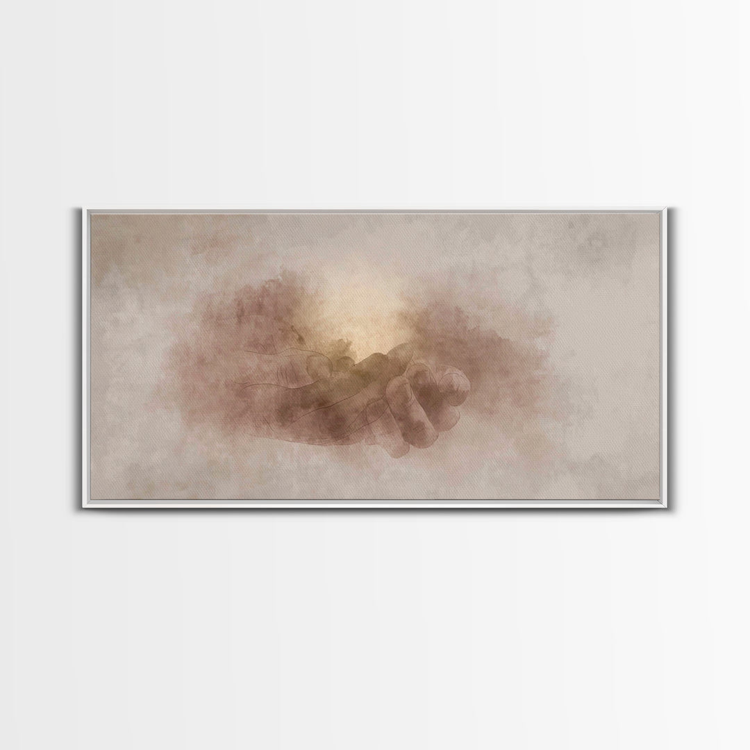 Grace in His Hands – Framed Canvas Print – Christian Art – Christian Art Canvas – Jesus Art Print – Christian Wall Art – Christian Gift