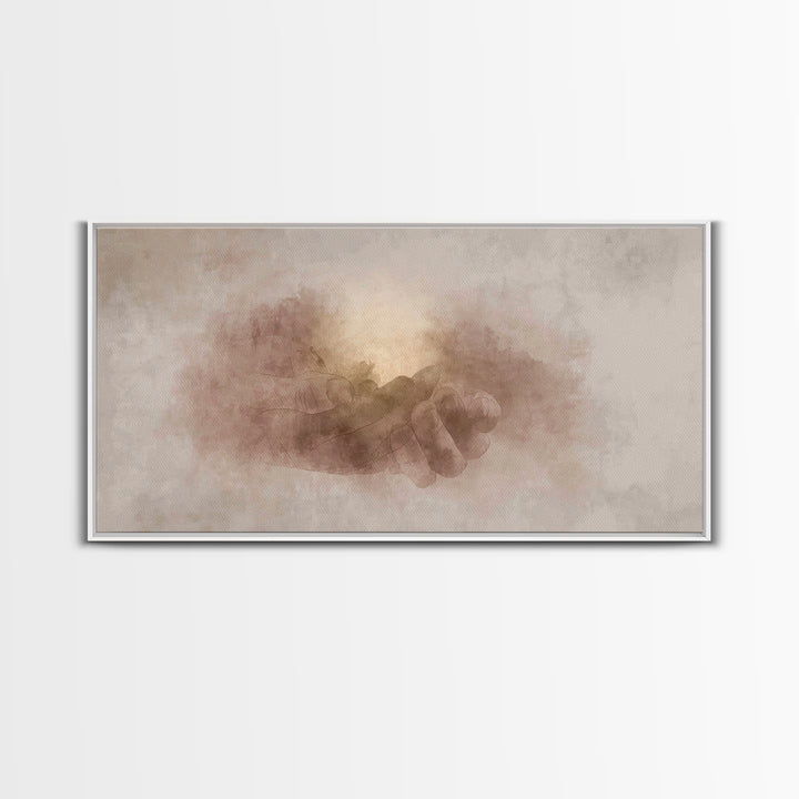 Grace in His Hands – Framed Canvas Print – Christian Art – Christian Art Canvas – Jesus Art Print – Christian Wall Art – Christian Gift