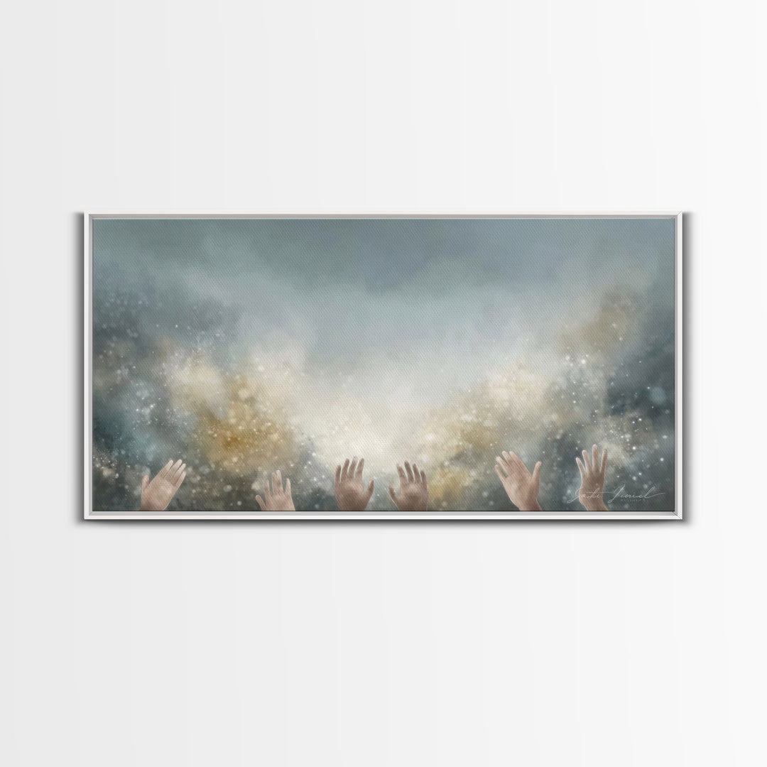 Glory Unveiled – Framed Canvas Print – Christian Wall Art – Subtle Christian Art – Christian Art Canvas – White Christmas Art