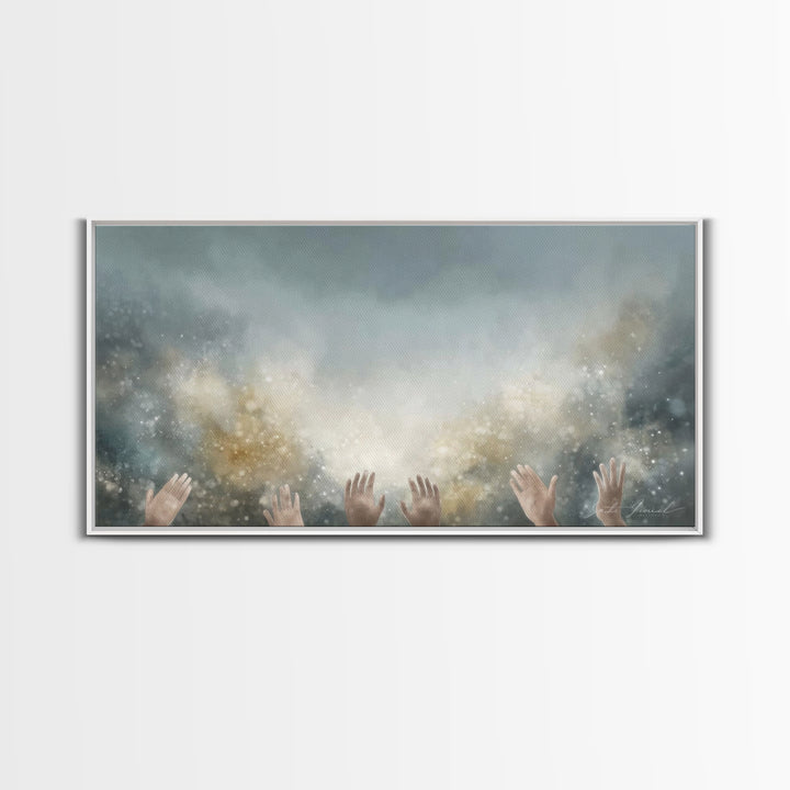 Glory Unveiled – Framed Canvas Print – Christian Wall Art – Subtle Christian Art – Christian Art Canvas – White Christmas Art