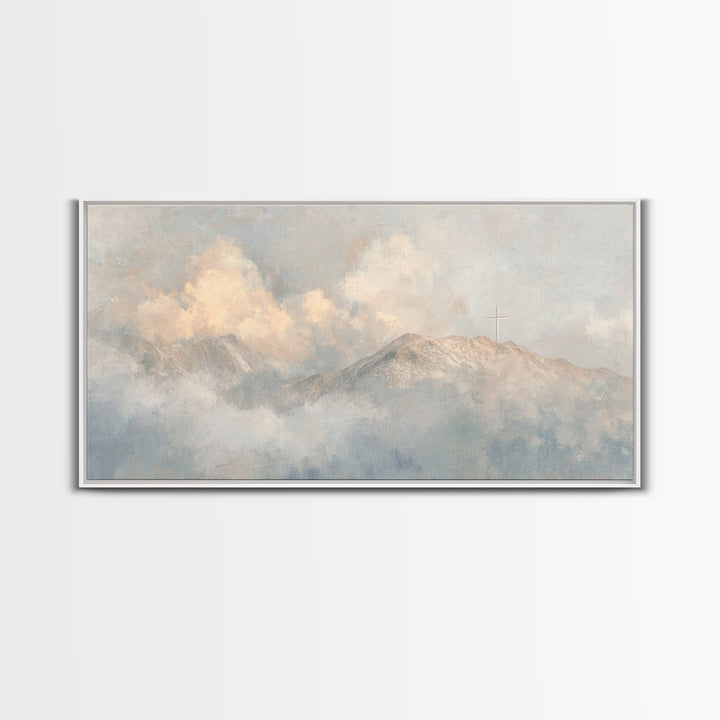 Heaven’s Crest – Framed Canvas Print – Christian Wall Art – Christian Art Canvas – Minimalist Christian Art – Christmas Art Prints