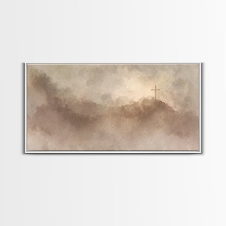 Silent Hilltop – Framed Canvas Print – Christian Art Canvas – Christian Wall Art – Subtle Christian Paintings – Christian Christmas Art