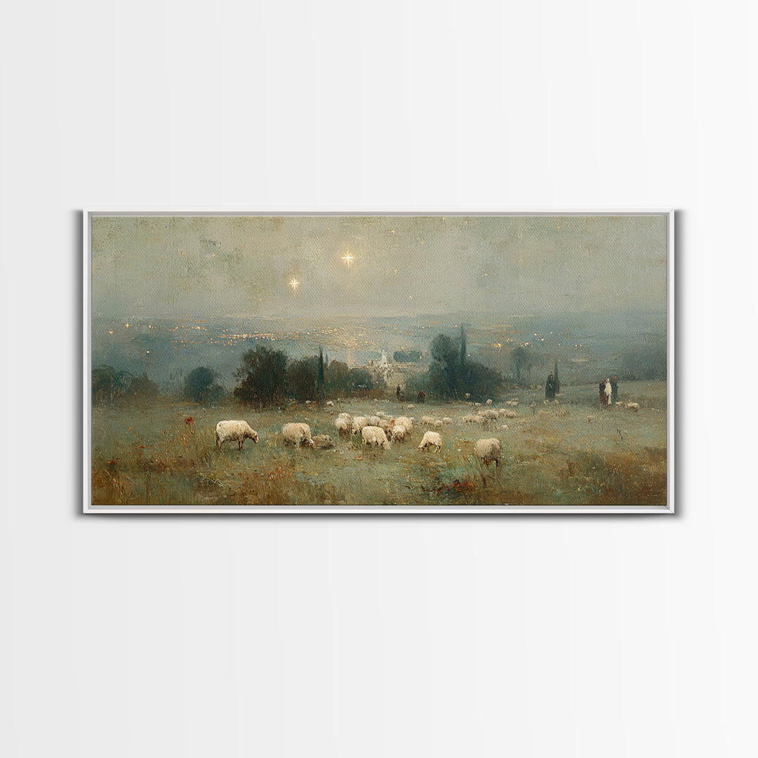 Shepherds Of Light – Framed Canvas Print – Christian Wall Art – Christian Art Canvas – Christmas Art Prints – Christian Christmas Decor