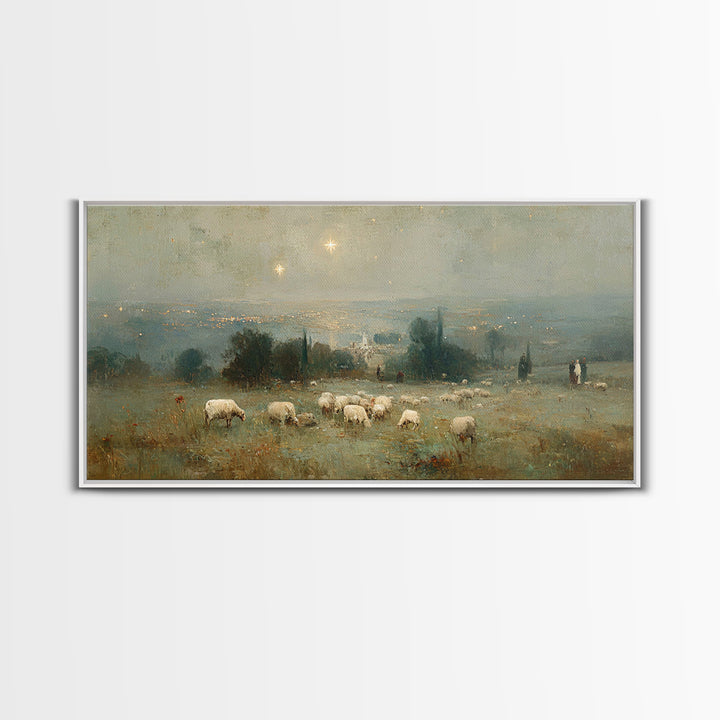 Shepherds Of Light – Framed Canvas Print – Christian Wall Art – Christian Art Canvas – Christmas Art Prints – Christian Christmas Decor