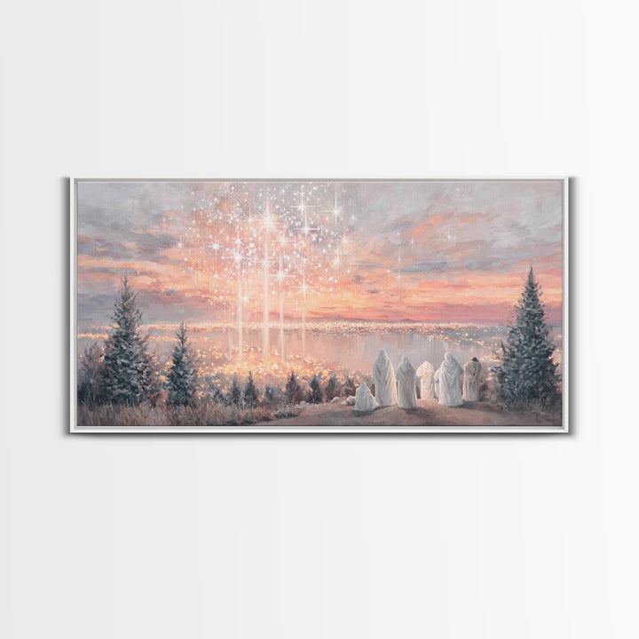 Angelic Horizon – Framed Canvas Print – Christian Art Canvas – Modern Christian Art – Christmas Wall Art – Christian Christmas Art
