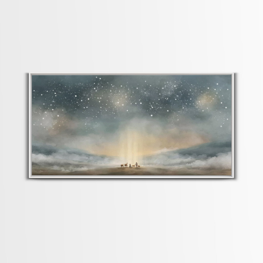 Bethlehem Dawn Star, Framed Canvas Print, Christian Wall Art, Christian Art Canvas, Christmas Art, Christian Christmas Decor