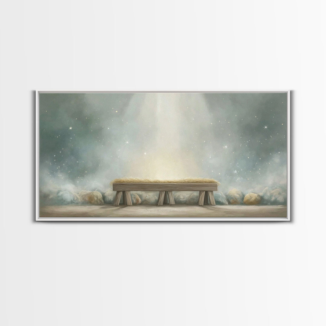 Humble Birth Stillness | Framed Canvas Print | Christian Art Canvas | Christian Wall Art | Christmas Art | Christian Decor