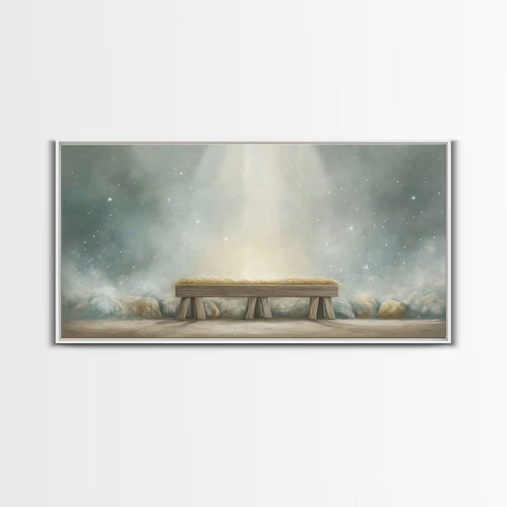 Humble Birth Stillness | Framed Canvas Print | Christian Art Canvas | Christian Wall Art | Christmas Art | Christian Decor