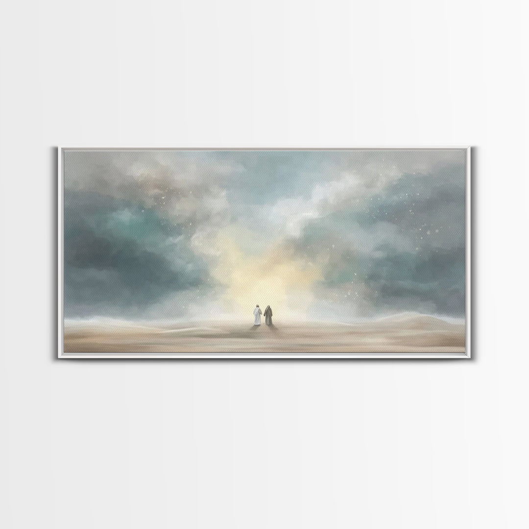 Heavenly Ascent – Framed Canvas Print – Christian Art Canvas – Christian Wall Art – Blue Christian Art – Christian Painting – Christian Gif