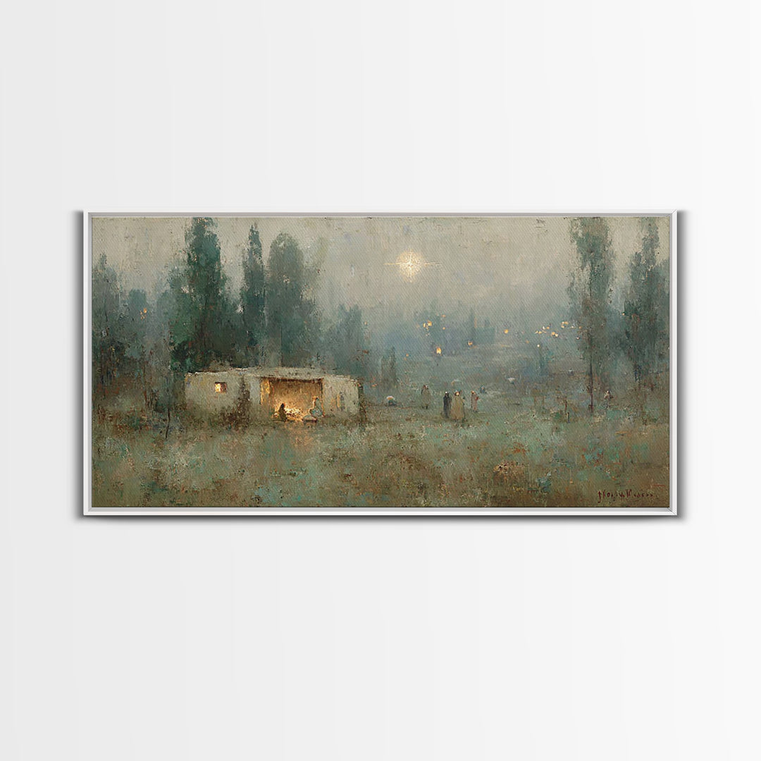 Bethlehem Evening Star, Framed Canvas Print, Christmas Art, Christian Wall Art, Christian Art Canvas, Christian Christmas Art