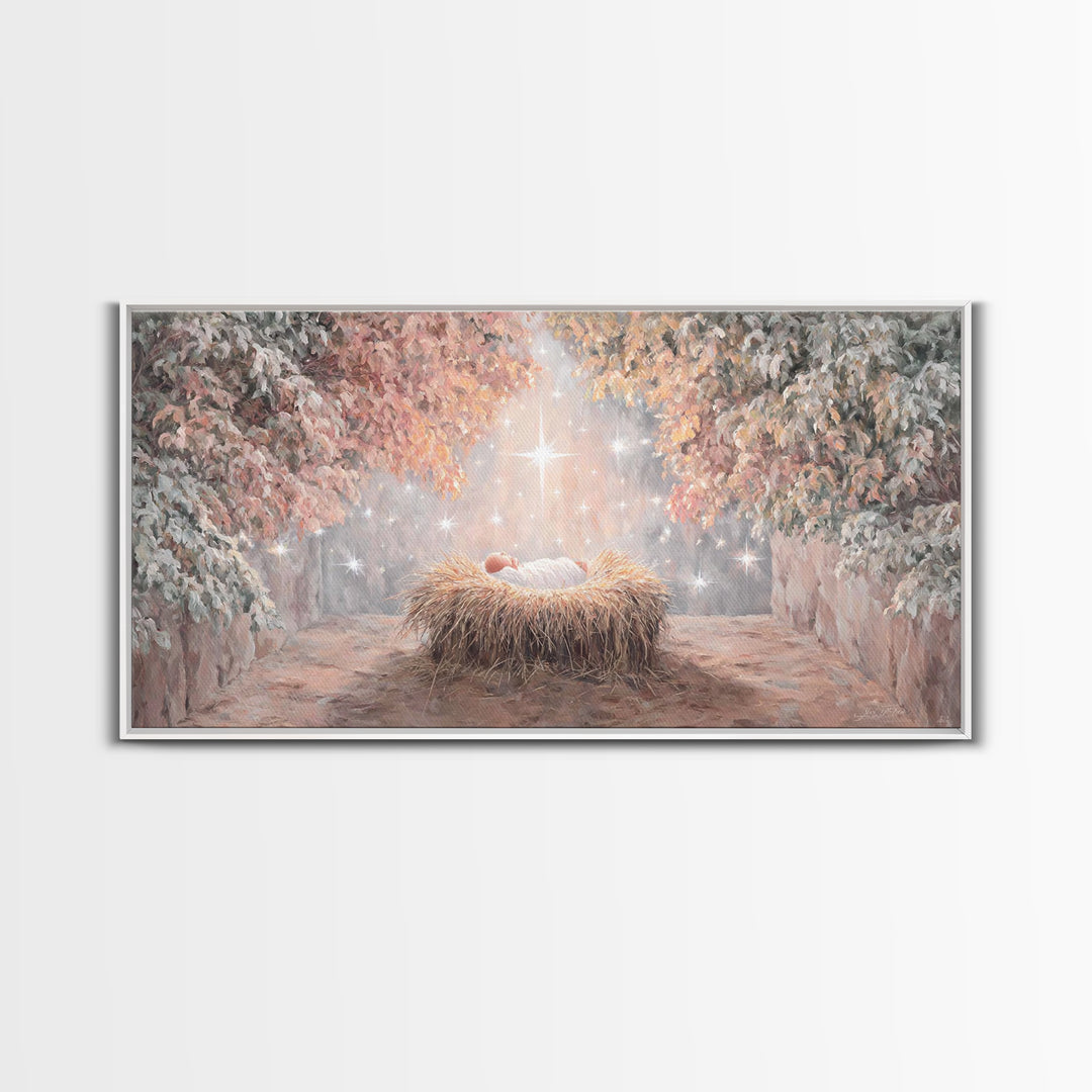 Heaven’s Tender Gift – Framed Canvas Print – Christian Wall Art – Christian Christmas Art – Christmas Art – Christian Art Canvas