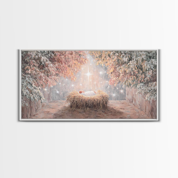 Heaven’s Tender Gift – Framed Canvas Print – Christian Wall Art – Christian Christmas Art – Christmas Art – Christian Art Canvas