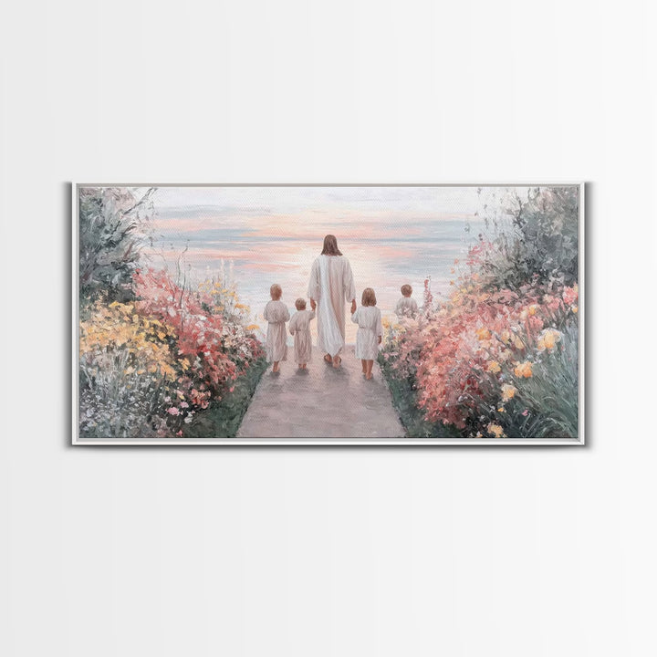 Path Of Peace, Framed Canvas Print, Jesus Painting, Christian Wall Art, Christian Art Canvas, Christian Art