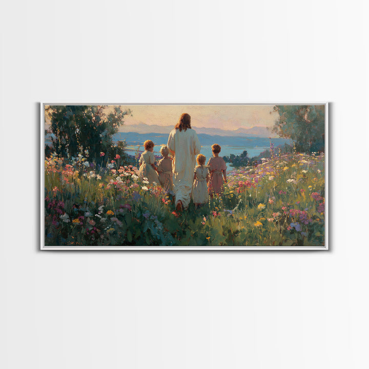 Walk In His Light – Framed Canvas Print – Jesus Painting – Christian Art Canvas – Christian Wall Art – Christian Art