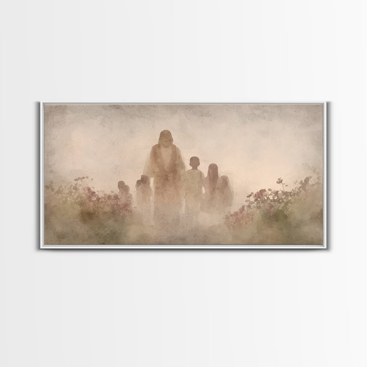 Field Of Mercy – Framed Canvas Print – Christian Wall Art – Jesus Painting – Christian Art Canvas – Pastoral Scenery – Christian Christmas