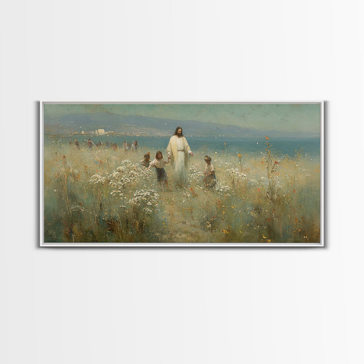 Garden Of Light – Framed Canvas Print – Christian Art Canvas – Jesus Painting – Christian Wall Art – Christian Christmas Art – Vintage Chri