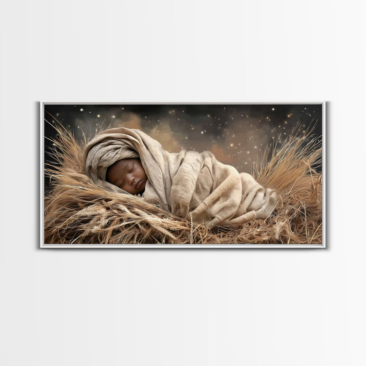 Peaceful Nativity – Framed Canvas Print – Christmas Wall Art – Christian Christmas Art – Christian Art Canvas – Christmas Art Framed – Chri