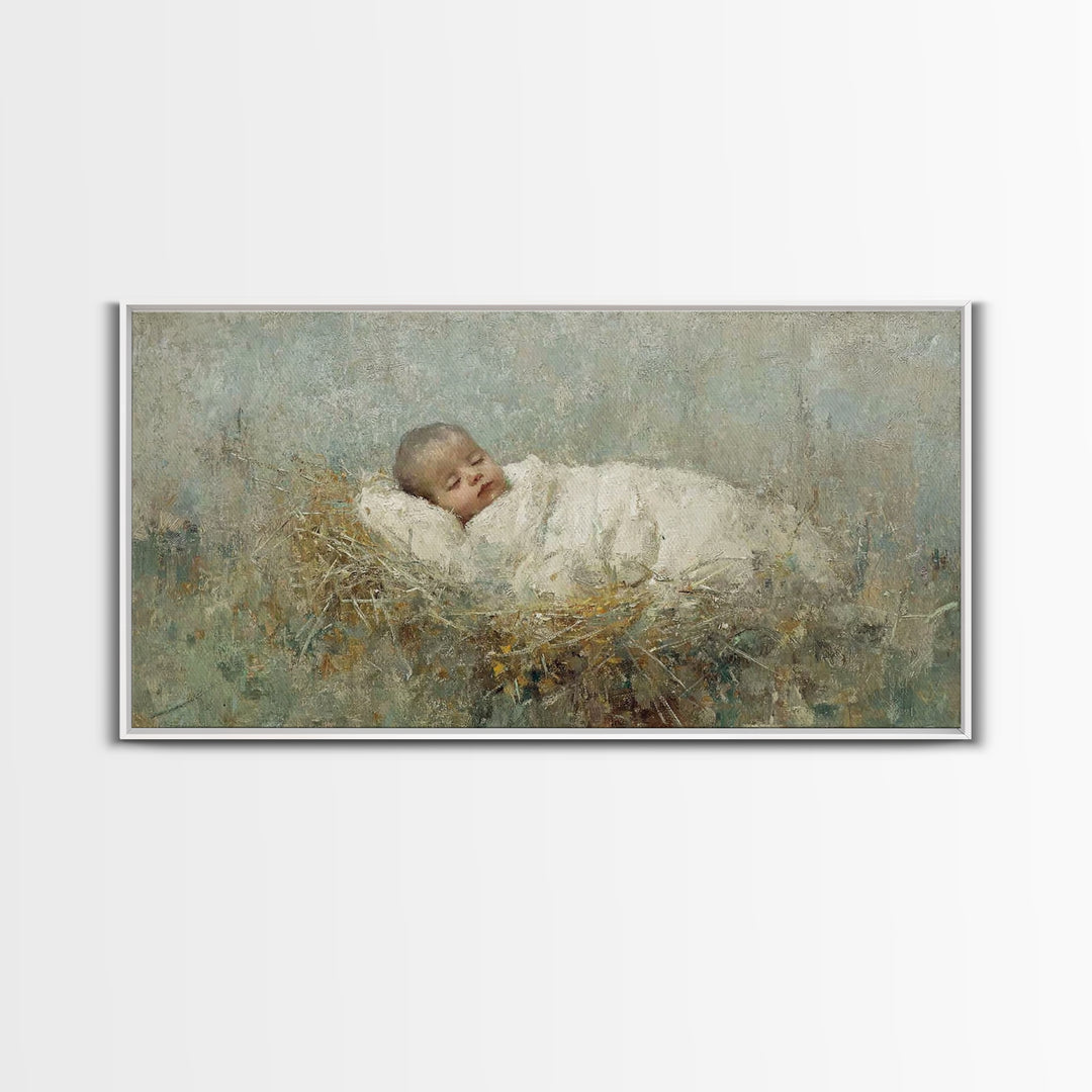 Sacred Manger – Framed Canvas Print – Jesus Christmas Art – Christian Art Canvas – Christmas Wall Art – Christian Christmas Decorations – V