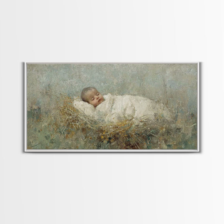 Sacred Manger – Framed Canvas Print – Jesus Christmas Art – Christian Art Canvas – Christmas Wall Art – Christian Christmas Decorations – V
