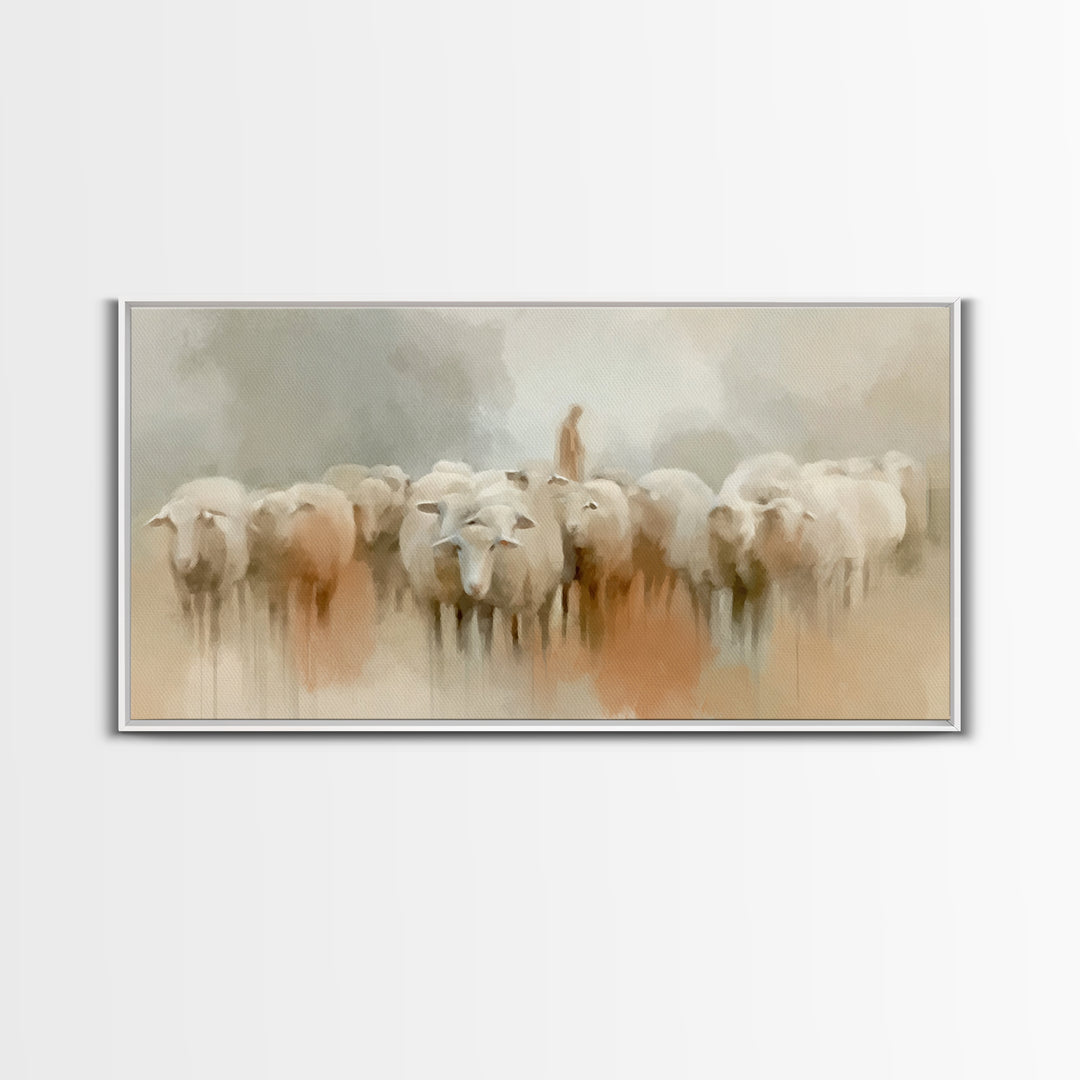 Gentle Pasture Grace, Framed Canvas Print, Christian Art Canvas, Jesus Painting, Christian Wall Art, Subtle Christian Art, Christmas Art Pr