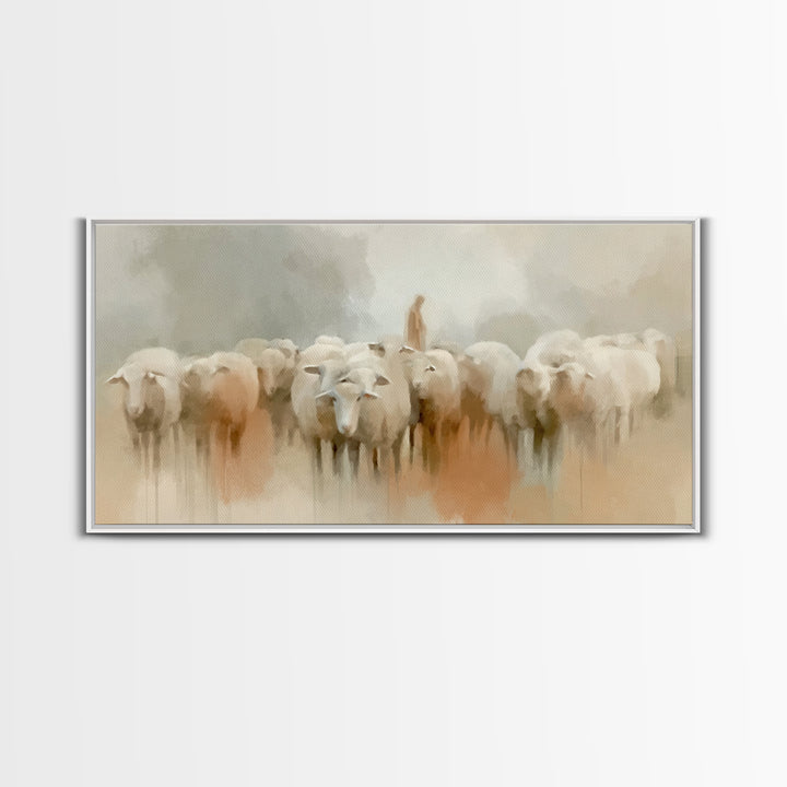 Gentle Pasture Grace, Framed Canvas Print, Christian Art Canvas, Jesus Painting, Christian Wall Art, Subtle Christian Art, Christmas Art Pr