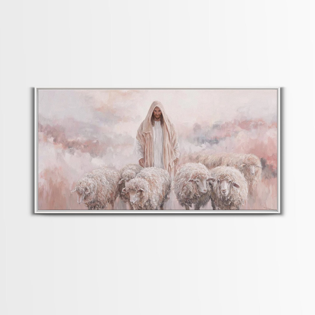 Shepherd’s Quiet Field – Framed Canvas Print – Christian Art Canvas – Christian Wall Art – Jesus Painting – Christian Christmas Art – Chris
