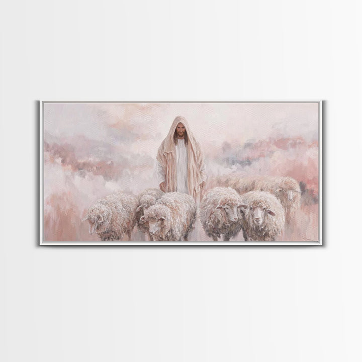 Shepherd’s Quiet Field – Framed Canvas Print – Christian Art Canvas – Christian Wall Art – Jesus Painting – Christian Christmas Art – Chris