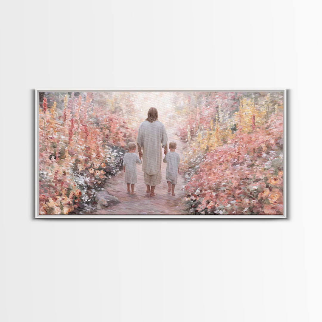 Garden Walk Blessing, Framed Canvas Print, Christian Wall Art, Jesus Painting, Christian Art Canvas, Christian Painting, Christian Gift
