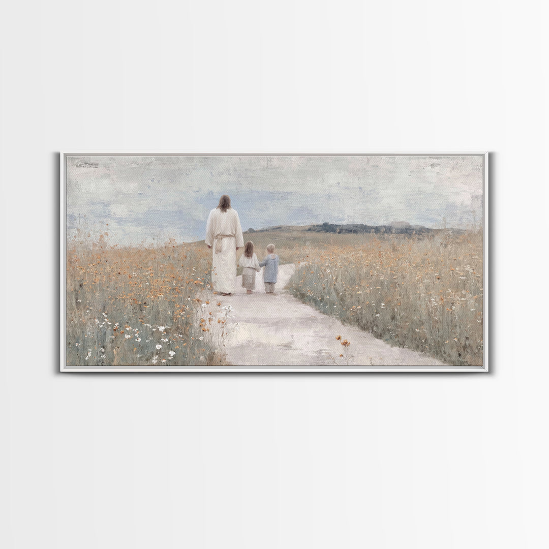 Wildflower Journey Light – Framed Canvas Print – Christian Art Canvas – Jesus Painting – Christian Wall Art – Christian Gift – Subtle Chris