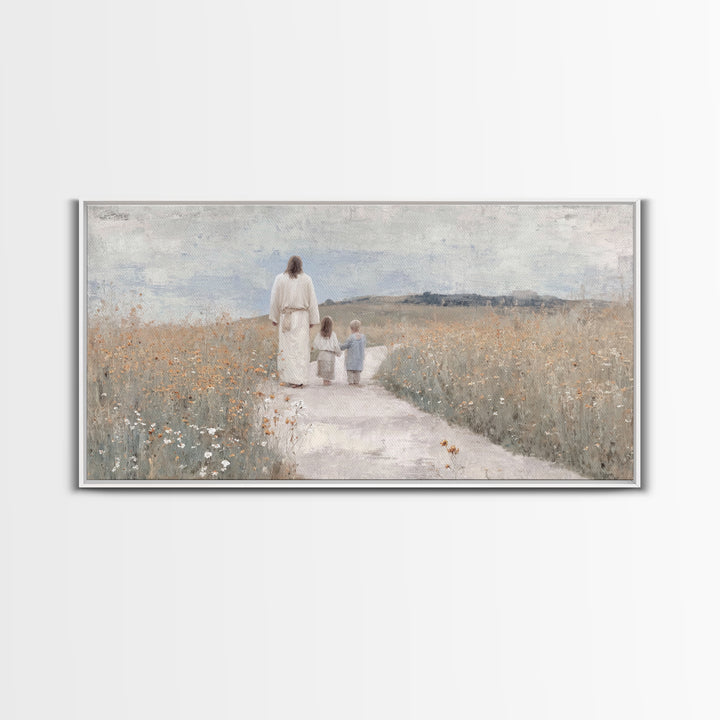 Wildflower Journey Light – Framed Canvas Print – Christian Art Canvas – Jesus Painting – Christian Wall Art – Christian Gift – Subtle Chris