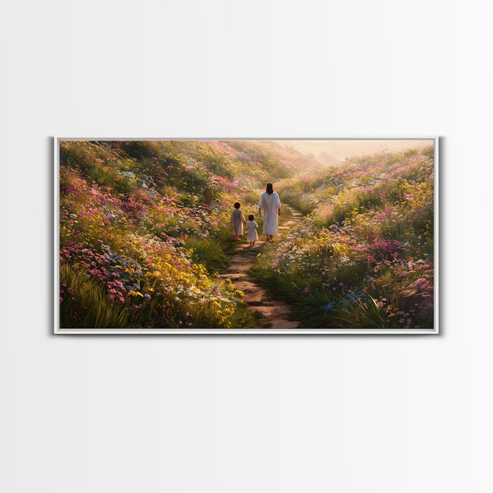 Blooming Path Grace – Framed Canvas Print – Christian Art Canvas – Christian Wall Art – Jesus Painting – Large Christian Art – Modern Chris