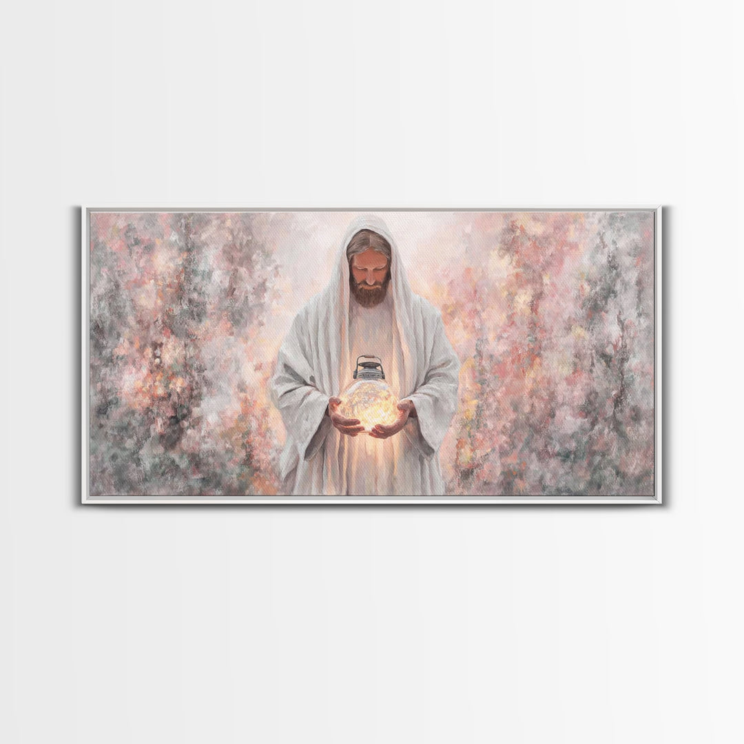 Light Of Eternity, Framed Canvas Print, Christian Wall Art, Jesus Painting, Christian Art Canvas, Christian Decor, Modern Christian Art
